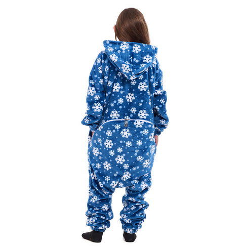 Snuggs Kids Blanket Onesie Petroleum Snowflakes